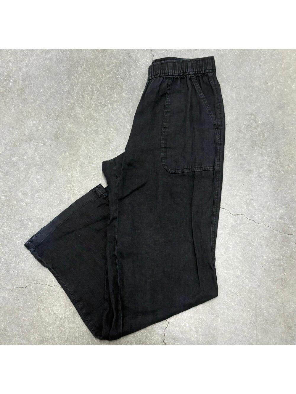 ZARA Black Linen Wide Leg Pants